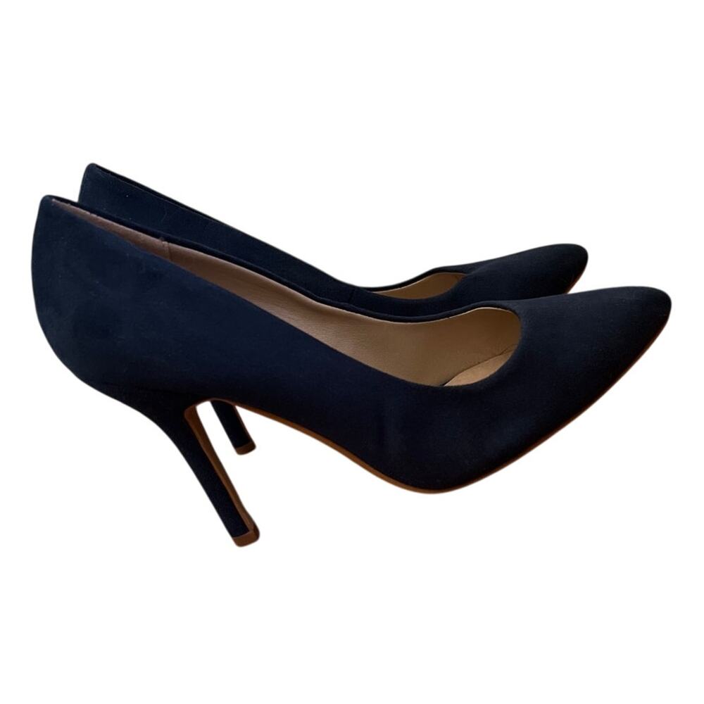 Blue Suede Stiletto Pumps Size 8 Almond Toe 4in Heel Leather Insole Corpcore - Picture 17 of 17